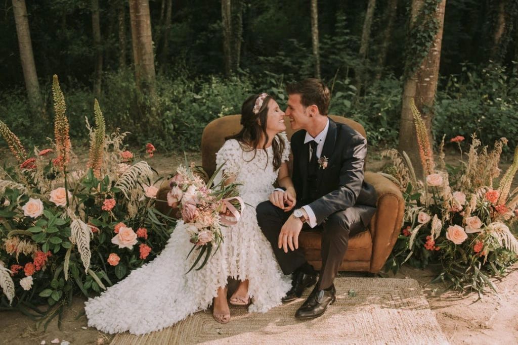cute couple just married by wedding officiant